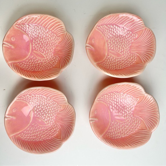 Pottery Barn Other - Pottery Barn Pink Small Ceramic Fish Bowls Set of 4